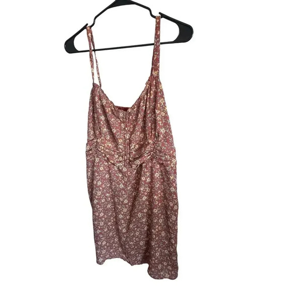 Abercrombie & Fitch Orange Floral Ruched Mini Dress Size Large - Picture 2 of 6